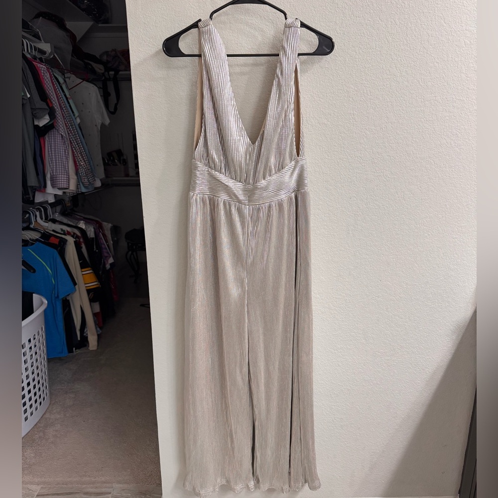 Lulu's Shimmering Silver Jumpsuit